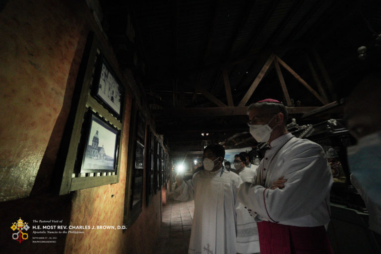 The Apostolic Nuncio toured the parish archives of the San Guillermo Parish in Bacolor and learned about the Mt. Pinatubo eruption and its devastation to the people of Bacolor.
